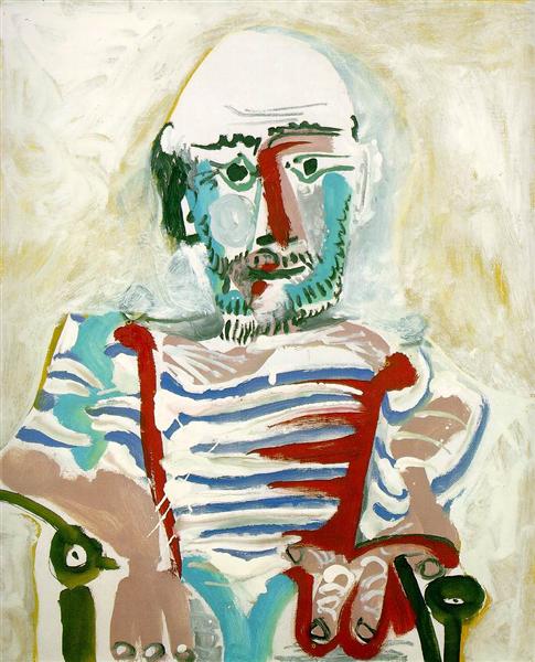 Pablo Picasso Classical Oil Paintings Seated Man Self-Portrait - Click Image to Close